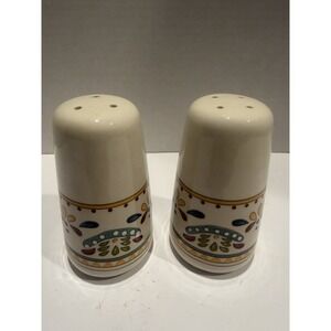 Retired Bobby Flay Sevilla Red Trim Salt & Pepper Shakers EUC BOHO HIPPIE
